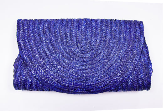 Blue Raffia Clutch Bag