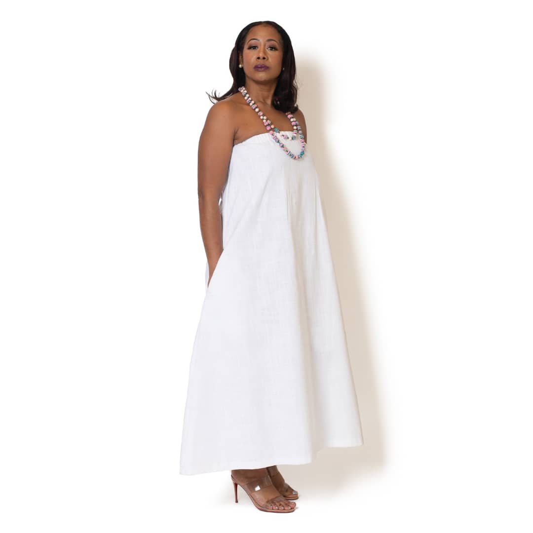 Trendy white maxi dress